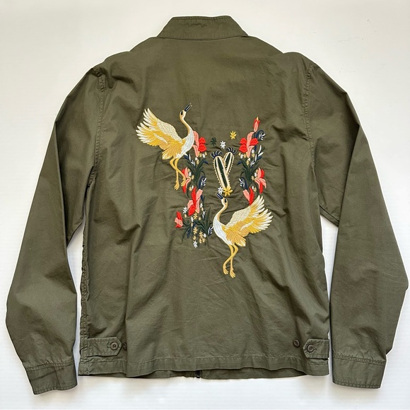 Zara Other - Zara Embroidered Cranes Lightweight Olive Green Jacket Men’s Large